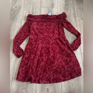 Wild fable Elegant Red Floral Kids Dress